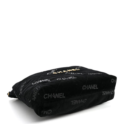 Chanel Velvet Sequin Quilted Small Chanel 22 Black 5 of 11