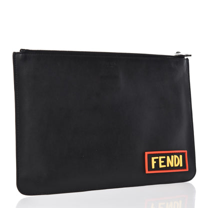 Fendi Vitello Century Vocabulary Love Inlaid Pouch Black Multicolor 3 of 10