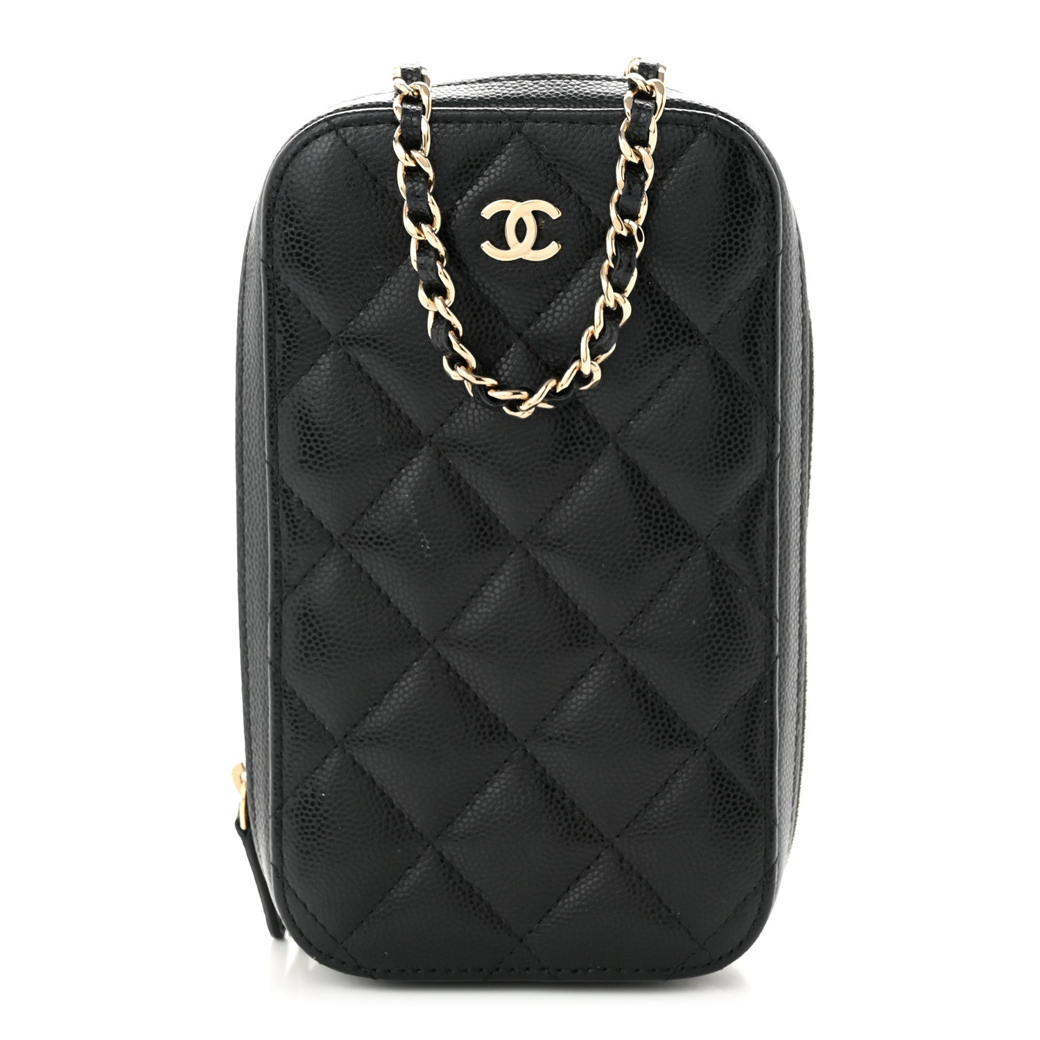 Chanel Caviar Quilted Phone Holder Wallet On Chain WOC Black 1 of 11