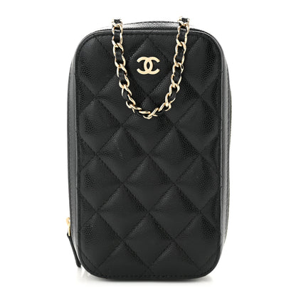 Chanel Caviar Quilted Phone Holder Wallet On Chain WOC Black 1 of 11