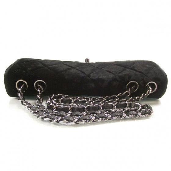 Velvet Quilted East West Flap Black