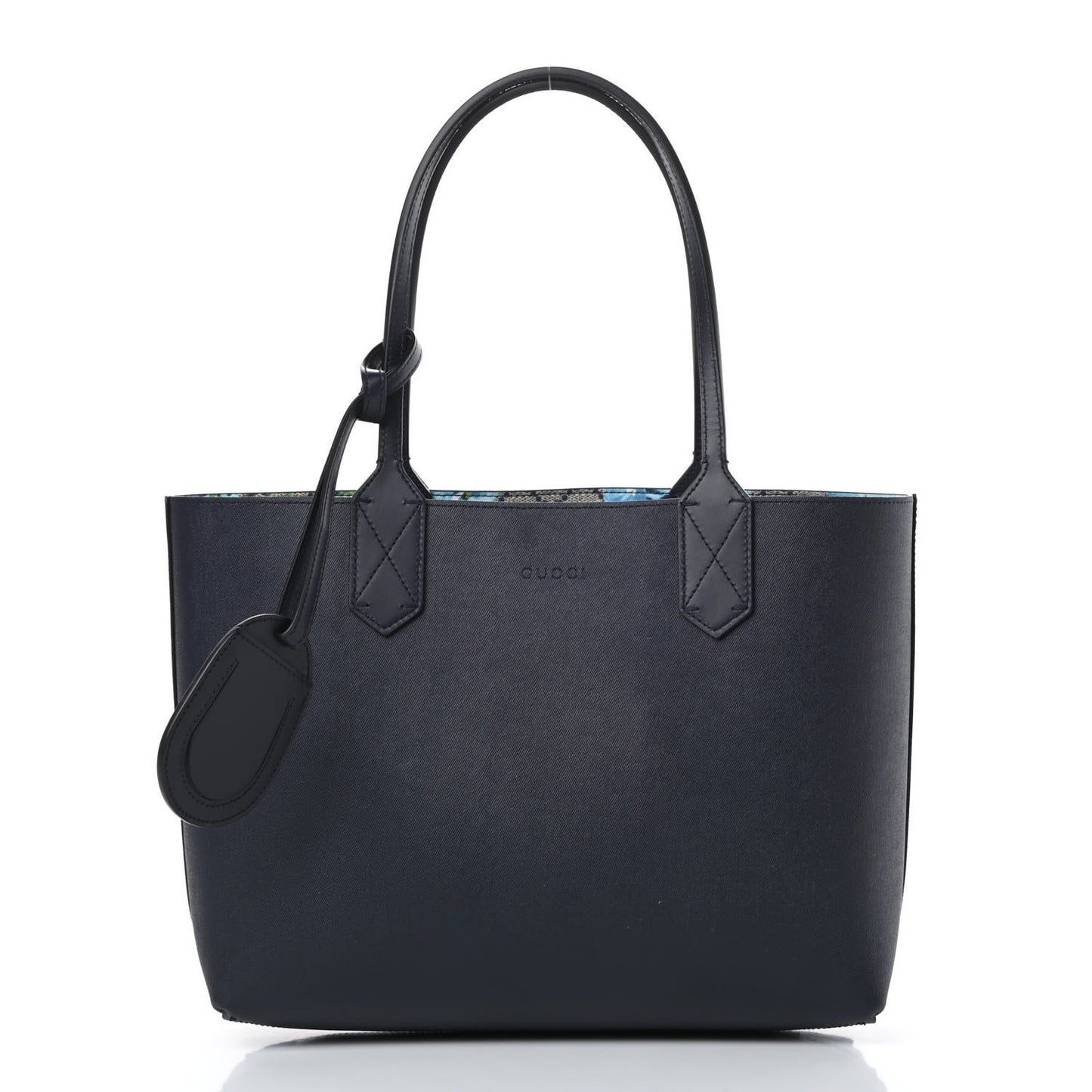 GG Supreme Monogram Blooms Small Reversible Tote Beige Blue Navy