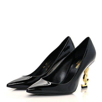 Saint Laurent Patent Calfskin Opyum 85 Pumps 38 Black Gold 3 of 9