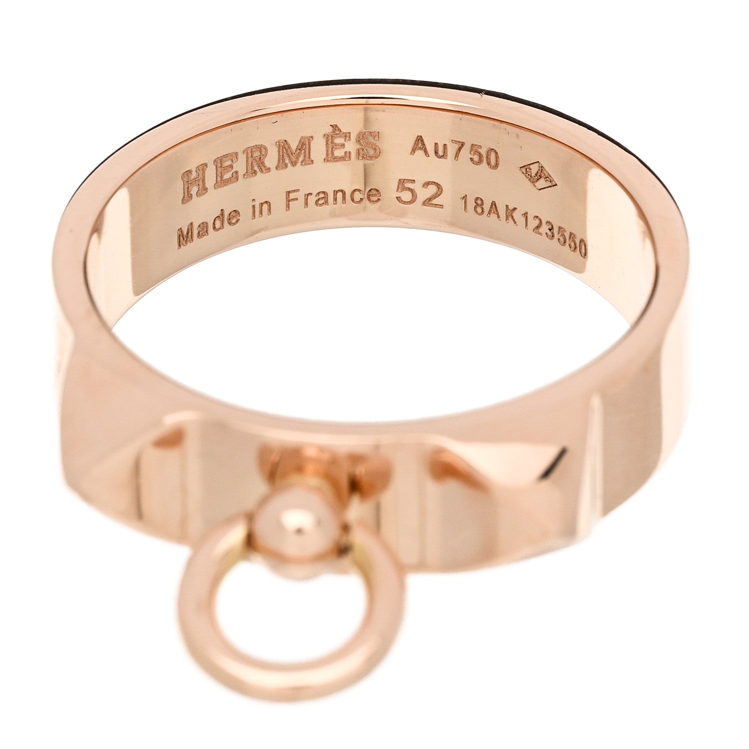 Hermes 18K Rose Gold PM Collier De Chien Ring 52 6 4 of 5