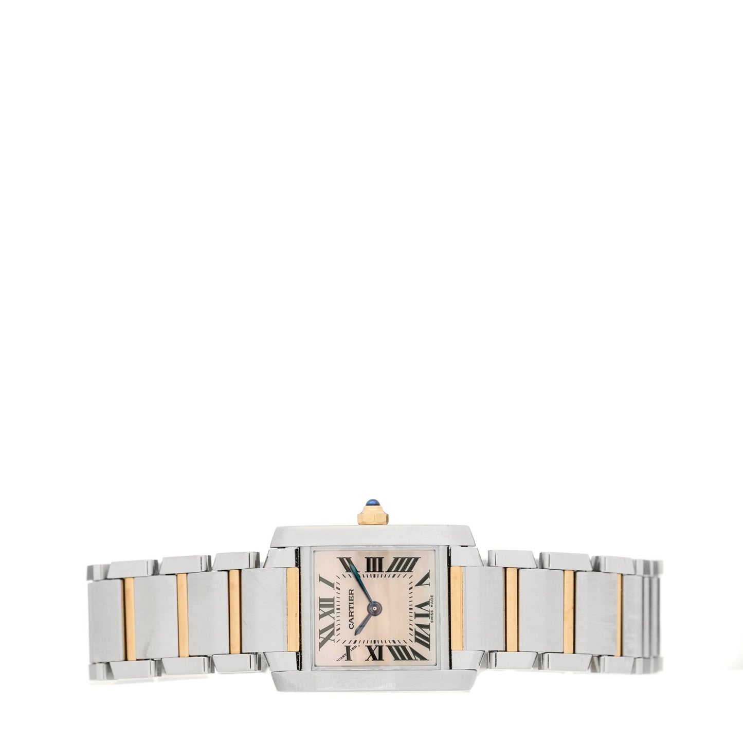 Stainless Steel 18K Pink Gold Mother of Pearl 20mm Tank Francaise Quartz Watch