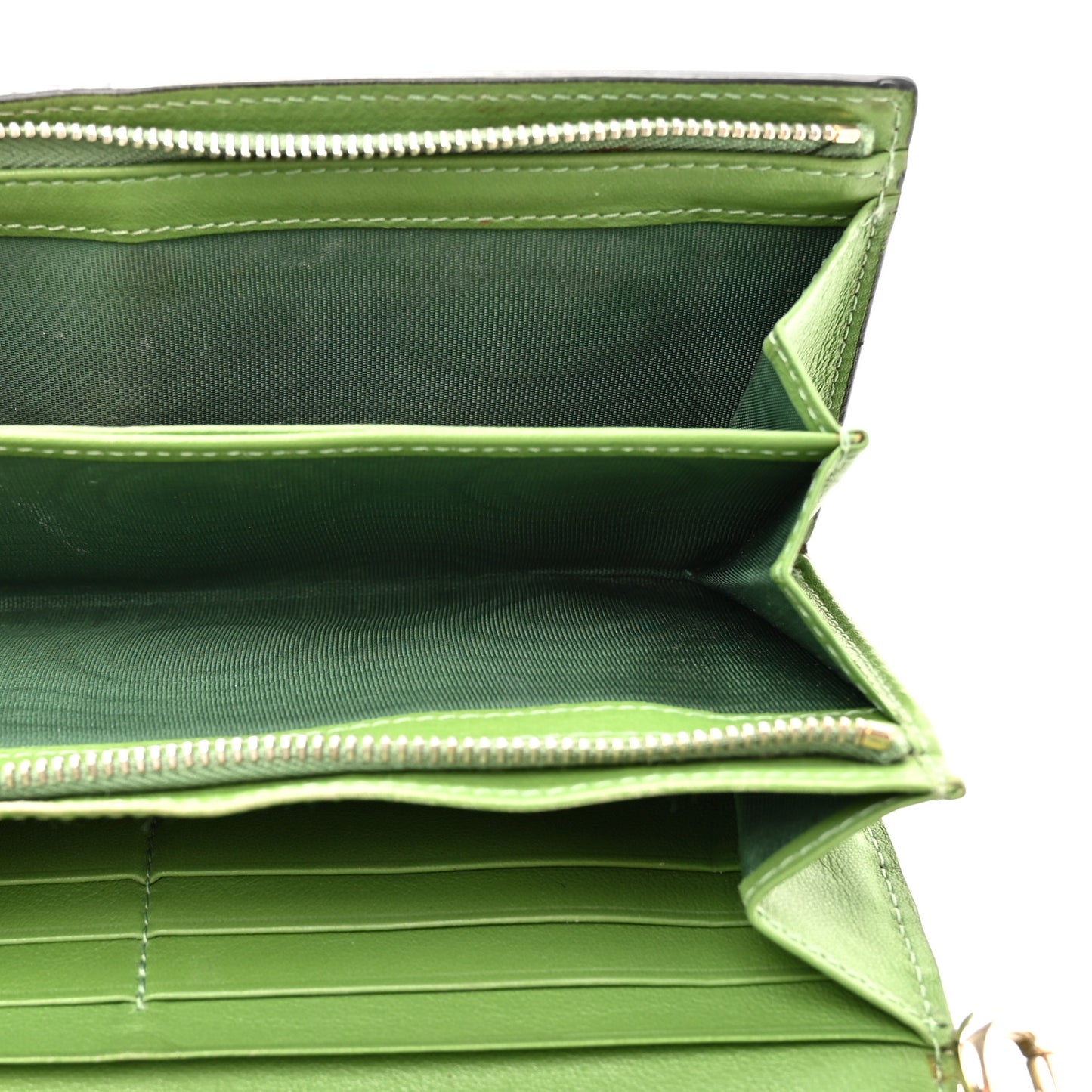 Calfskin Rockstud Wristlet Travel Wallet Green