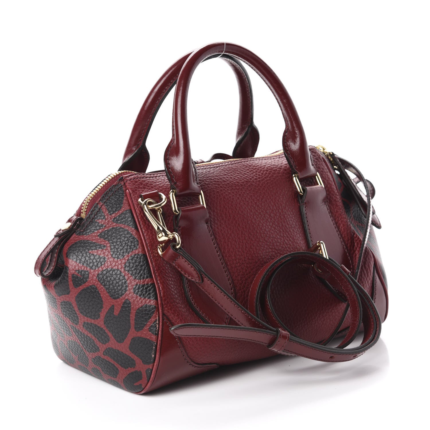 Burberry Grainy Calfskin Small Blaze Animal Print Red Black 4 of 11