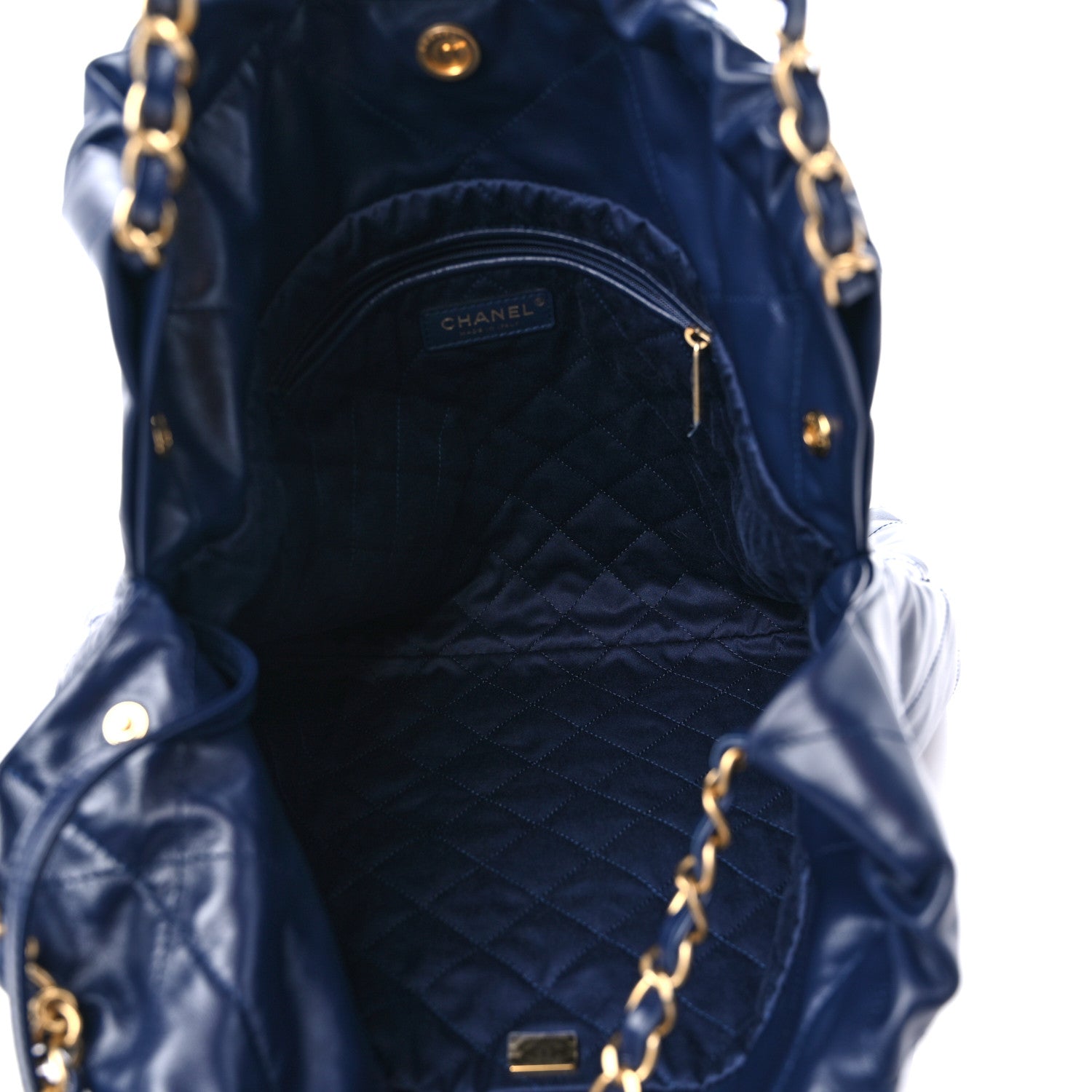 Chanel Shiny Calfskin Quilted Chanel 22 Navy Blue 6 of 10