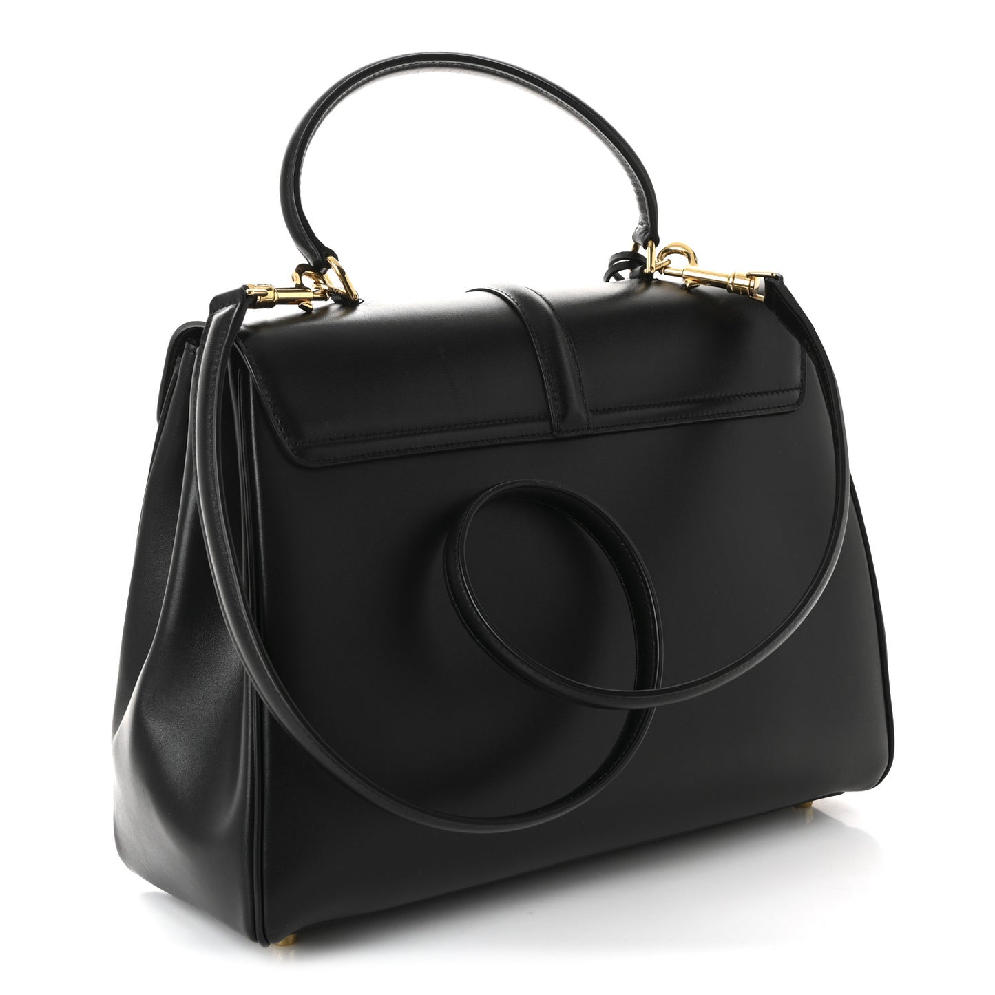 Satinated Calfskin Medium 16 Top Handle Bag Black