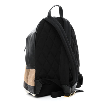 Burberry Mega Check Calfskin Abbeydale Simple Backpack Black Camel 3 of 12