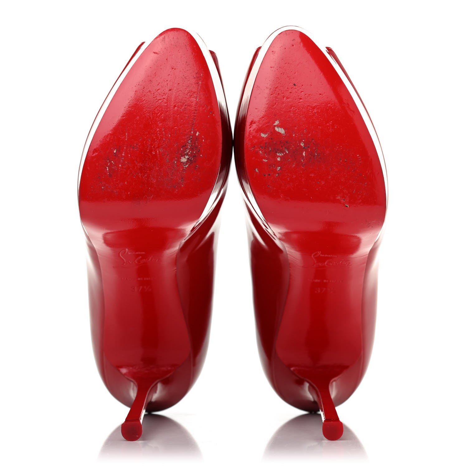 Christian Louboutin Patent Fetish Peep 140 Pumps 37.5 Flamenco Red 4 of 4