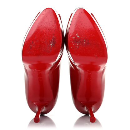 Christian Louboutin Patent Fetish Peep 140 Pumps 37.5 Flamenco Red 4 of 4