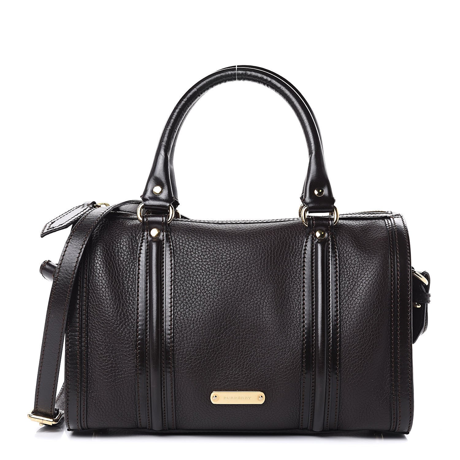 Burberry Grainy Calfskin Medium Alchester Bowling Bag Dark Chocolate 1 of 16