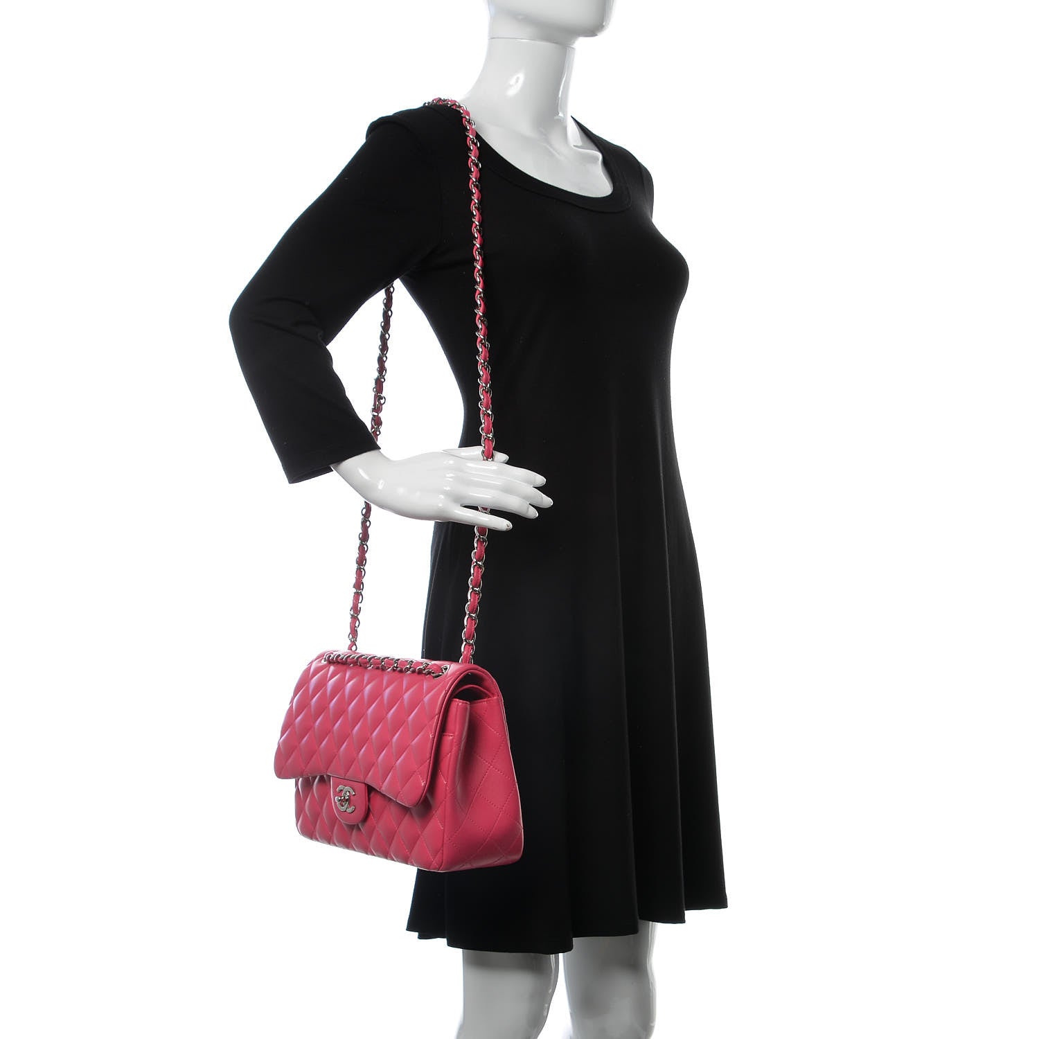 Chanel Lambskin Quilted Jumbo Double Flap Fuchsia 3 of 10