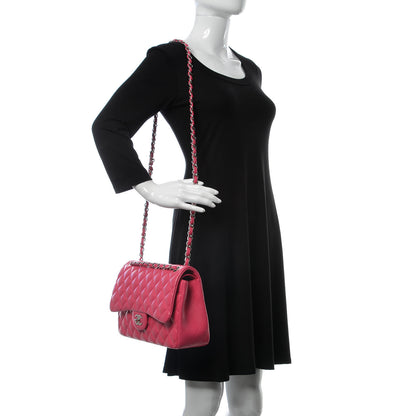 Chanel Lambskin Quilted Jumbo Double Flap Fuchsia 3 of 10