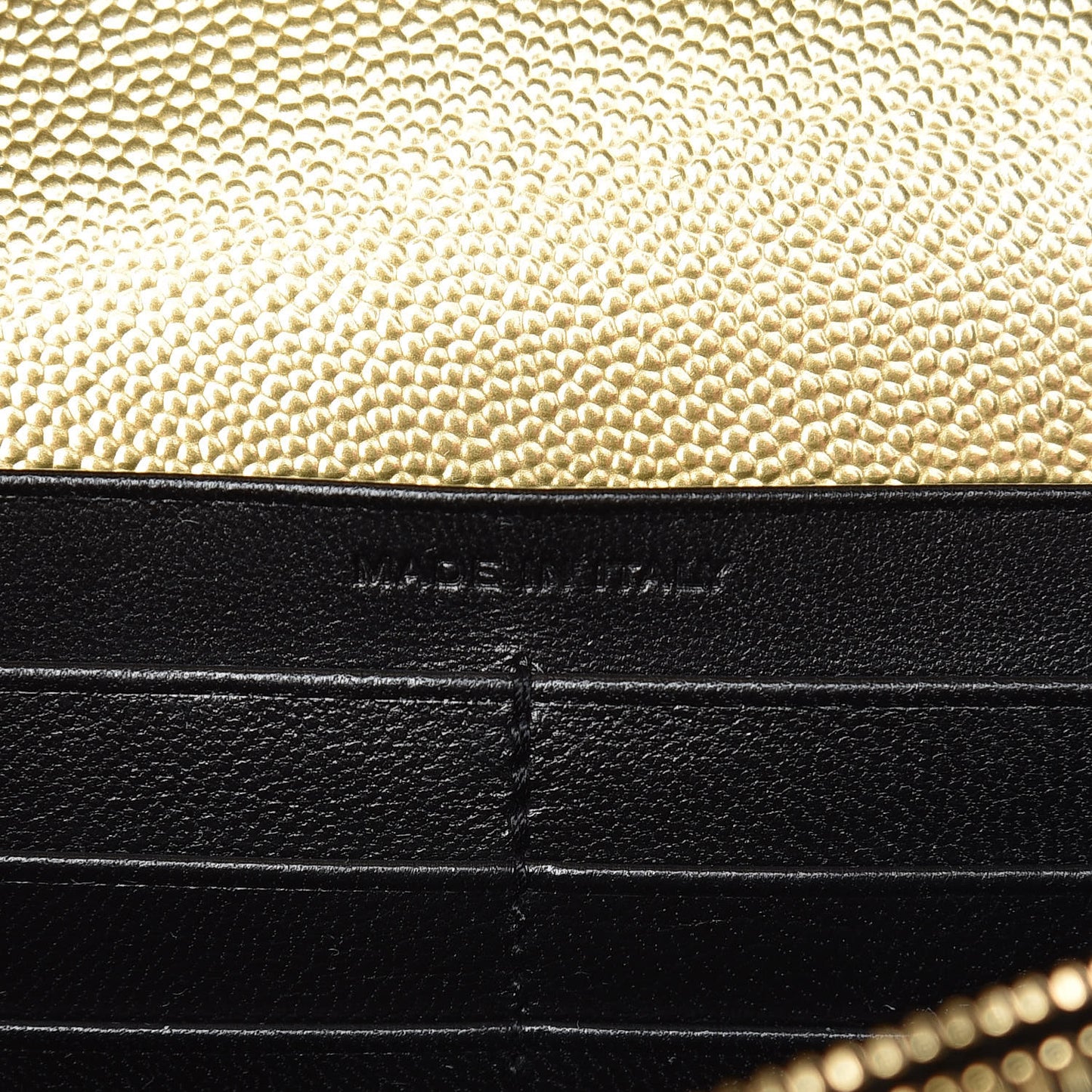 Iridescent Grain De Poudre Matelasse Chevron Monogram Chain Wallet Antic Gold