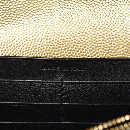 Saint Laurent Iridescent Grain De Poudre Matelasse Chevron Monogram Chain Wallet Antic Gold 9 of 9