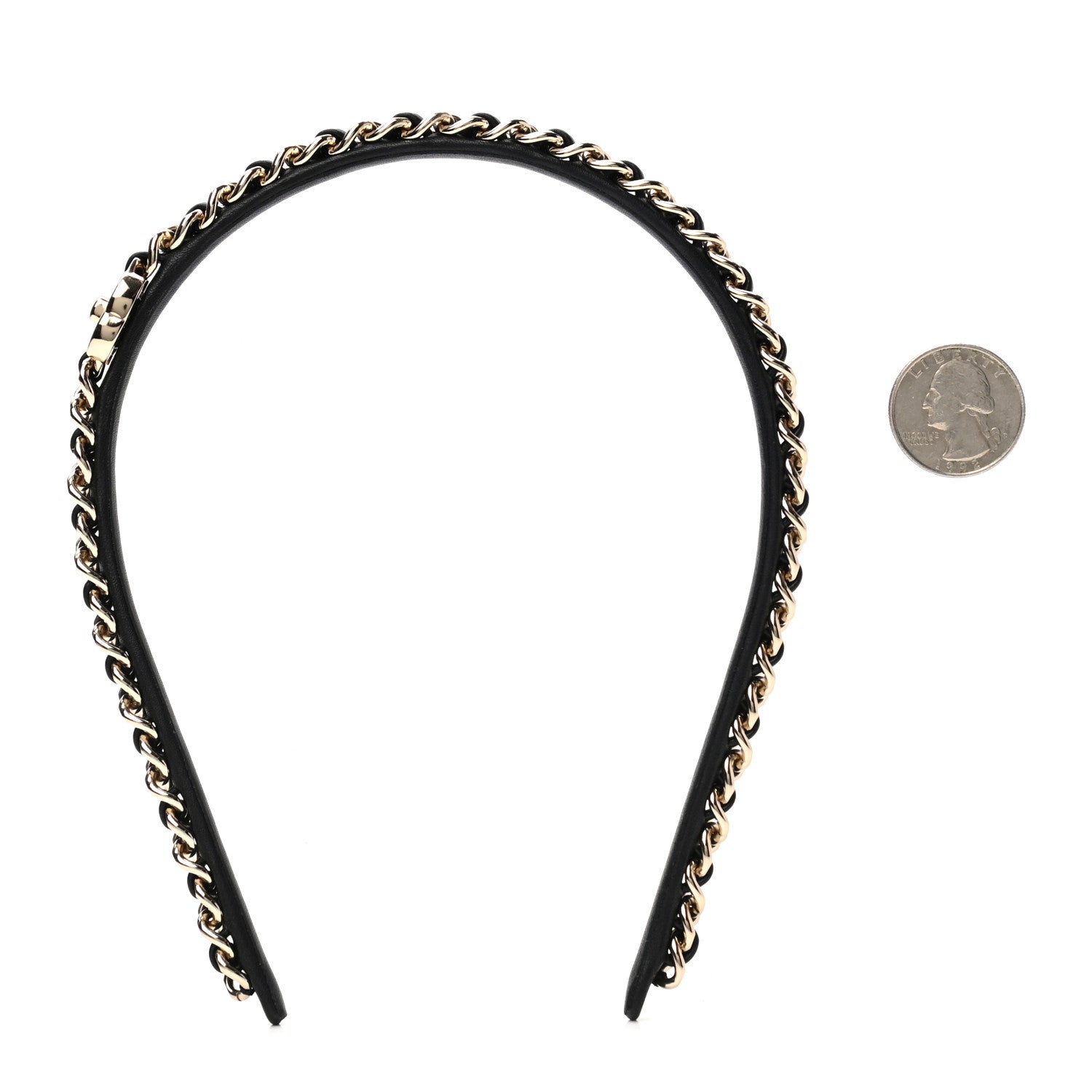 Chanel Metal Lambskin CC Turnlock Chain Headband Gold Black 2 of 4