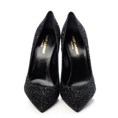 Saint Laurent Glitter Era Pumps 39.5 Black Silver 5 of 11
