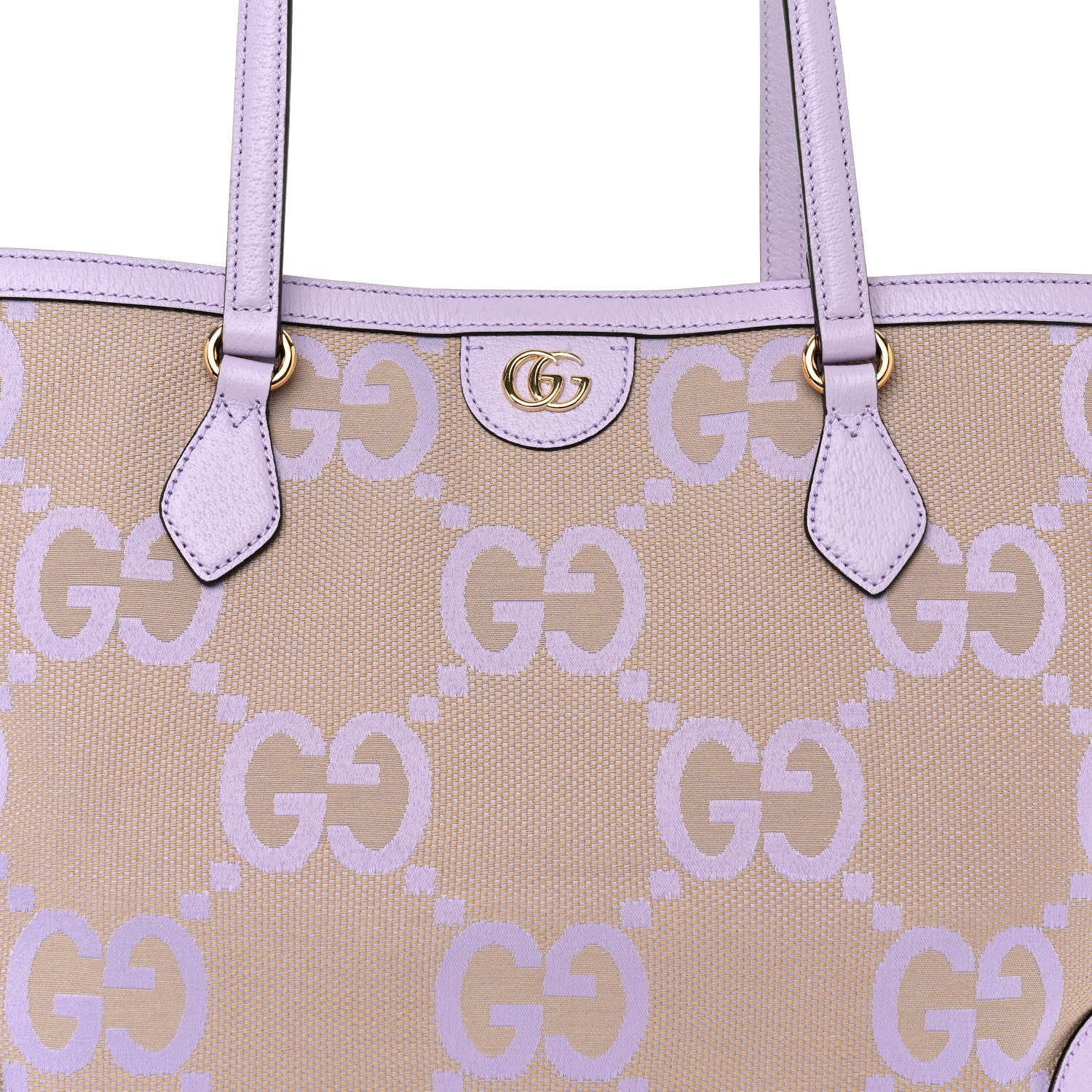 Gucci Monogram Jumbo GG Textured Dollar Calfskin Medium Ophidia Shopping Tote Beige Lapis 7 of 9