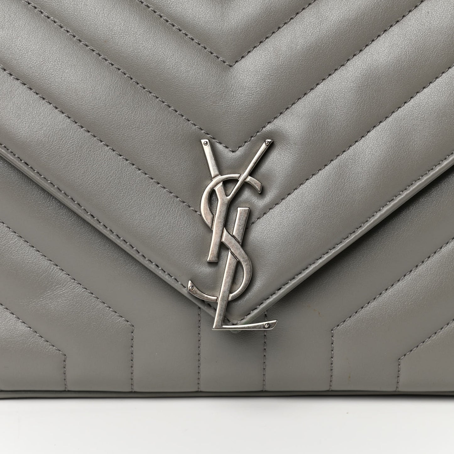 Calfskin Y Quilted Monogram Loulou Shoulder Bag Pearl Grey