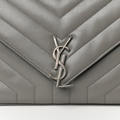 Saint Laurent Calfskin Y Quilted Monogram Loulou Shoulder Bag Pearl Grey 7 of 12