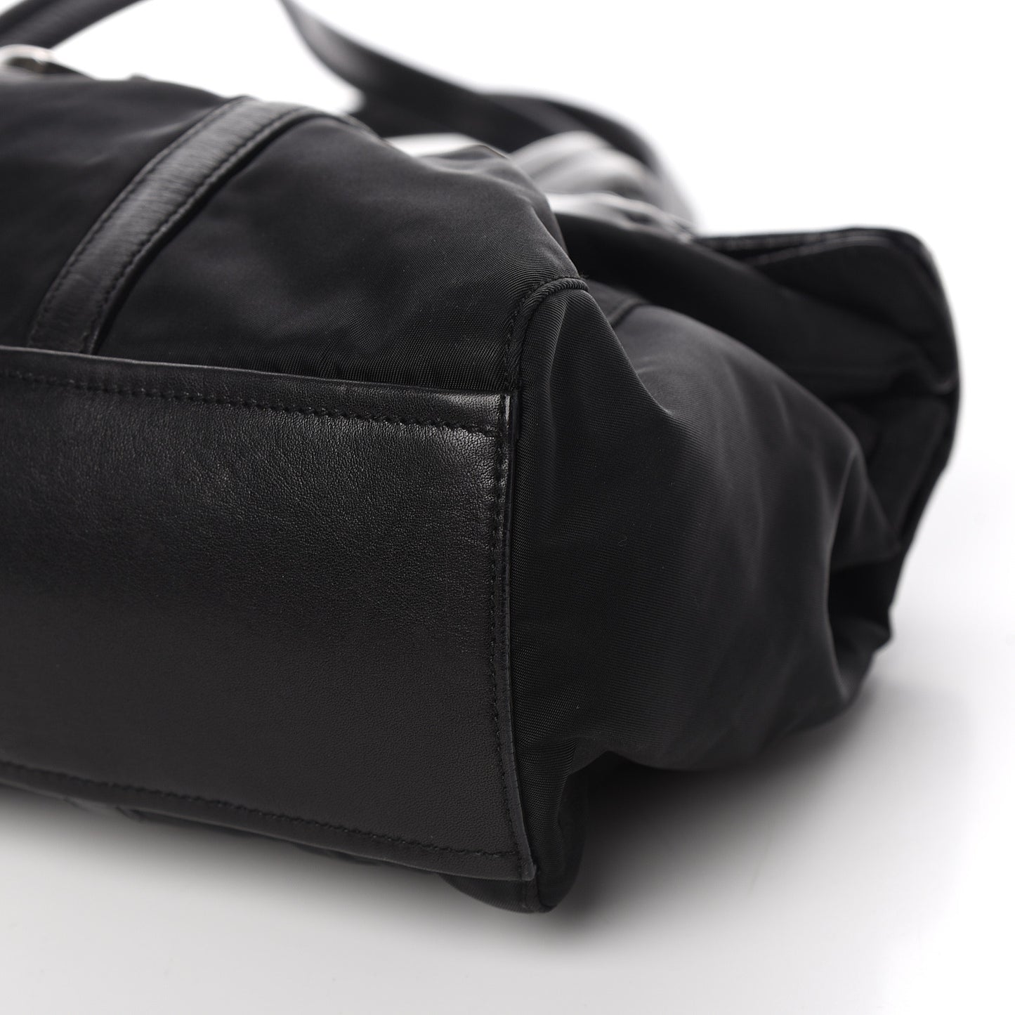 Soft Calfskin Tessuto Nylon Shoulder Bag Black