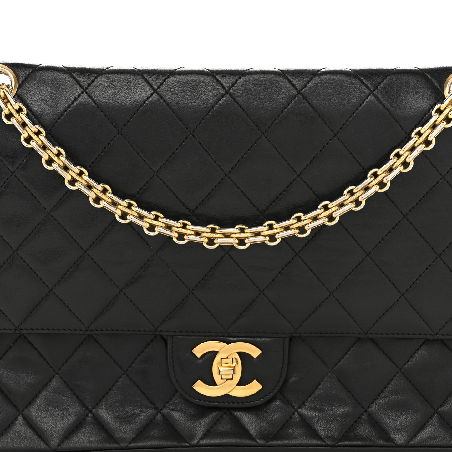 Lambskin Quilted Small Double Flap Black