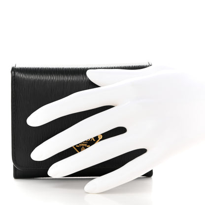 Prada Vitello Move Tri-Fold Compact Wallet Black 2 of 10