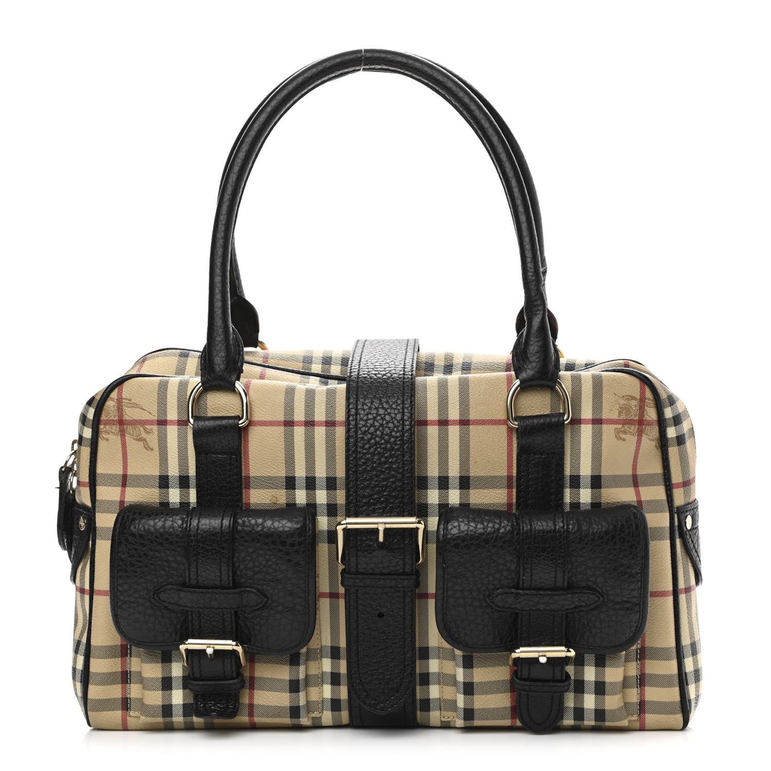 Burberry Haymarket Check Buckle Satchel Black 1 of 14