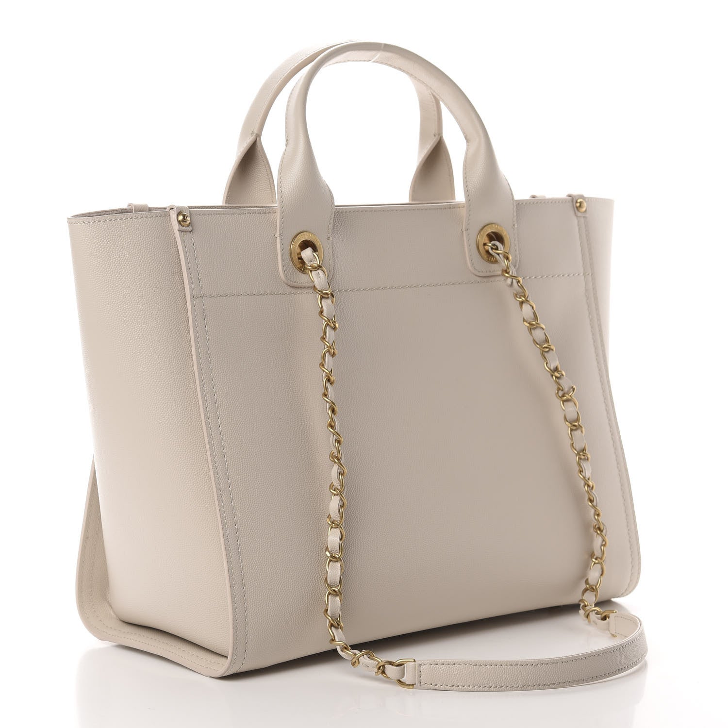 Chanel Caviar Small Studded Deauville Tote Ivory 3 of 10