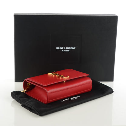 Saint Laurent Grain De Poudre Small Classic Monogram Satchel Red 4 of 7