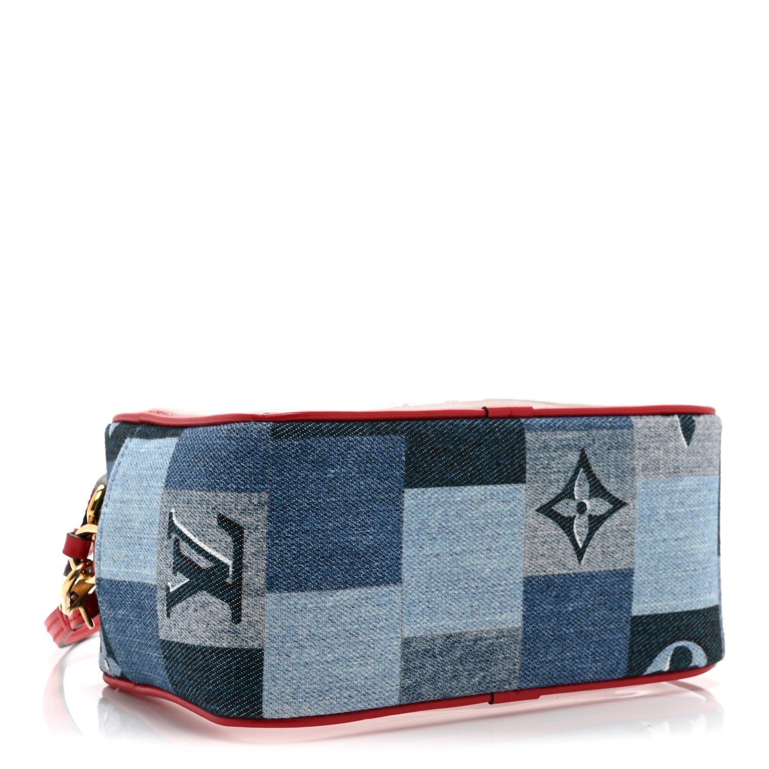 Louis Vuitton Denim Damier Monogram Patchwork PVC Beach Pouch Blue Rouge 4 of 9