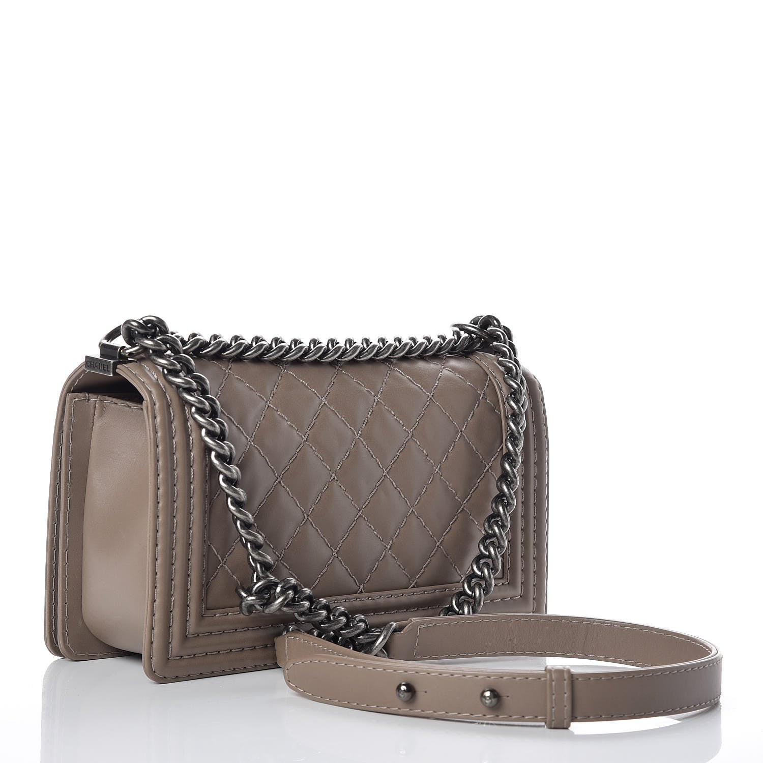Chanel Calfskin Stitched Medium Boy Flap Taupe 3 of 9