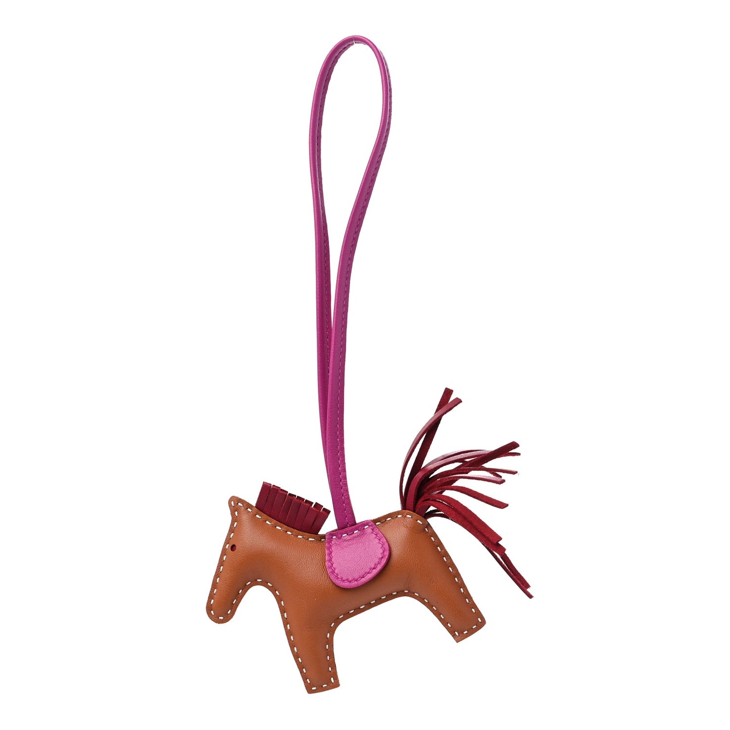 Milo Lambskin Grigri Rodeo Horse Bag Charm PM Gold Rubis Rose Poupre