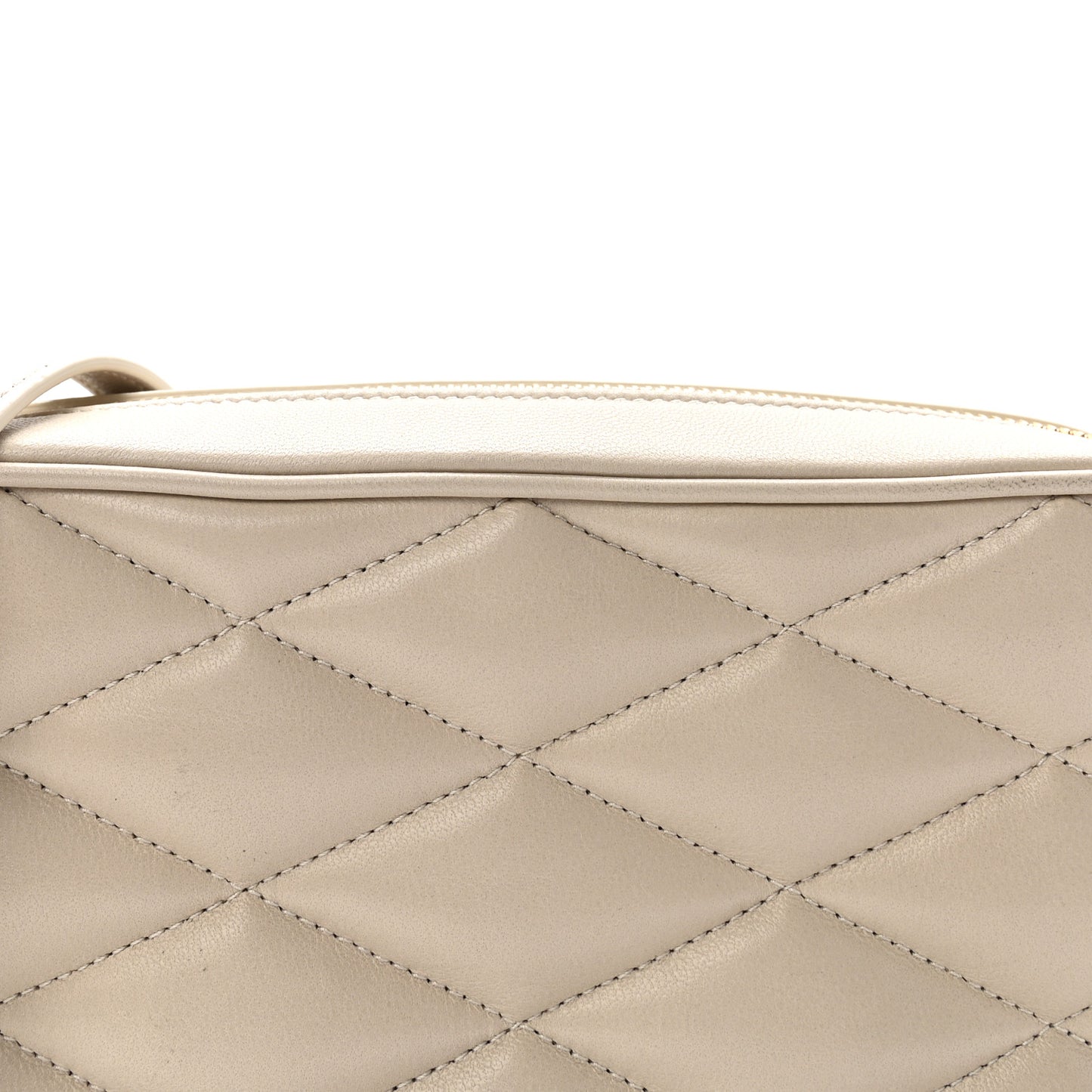 Lambskin Quilted Mini Camera Bag Crema Soft