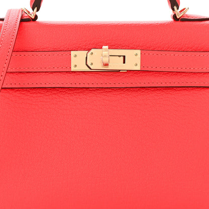 Hermes Chevre Mysore Horseshoe Mini Kelly Sellier 20 Rose Texas Nata 8 of 12