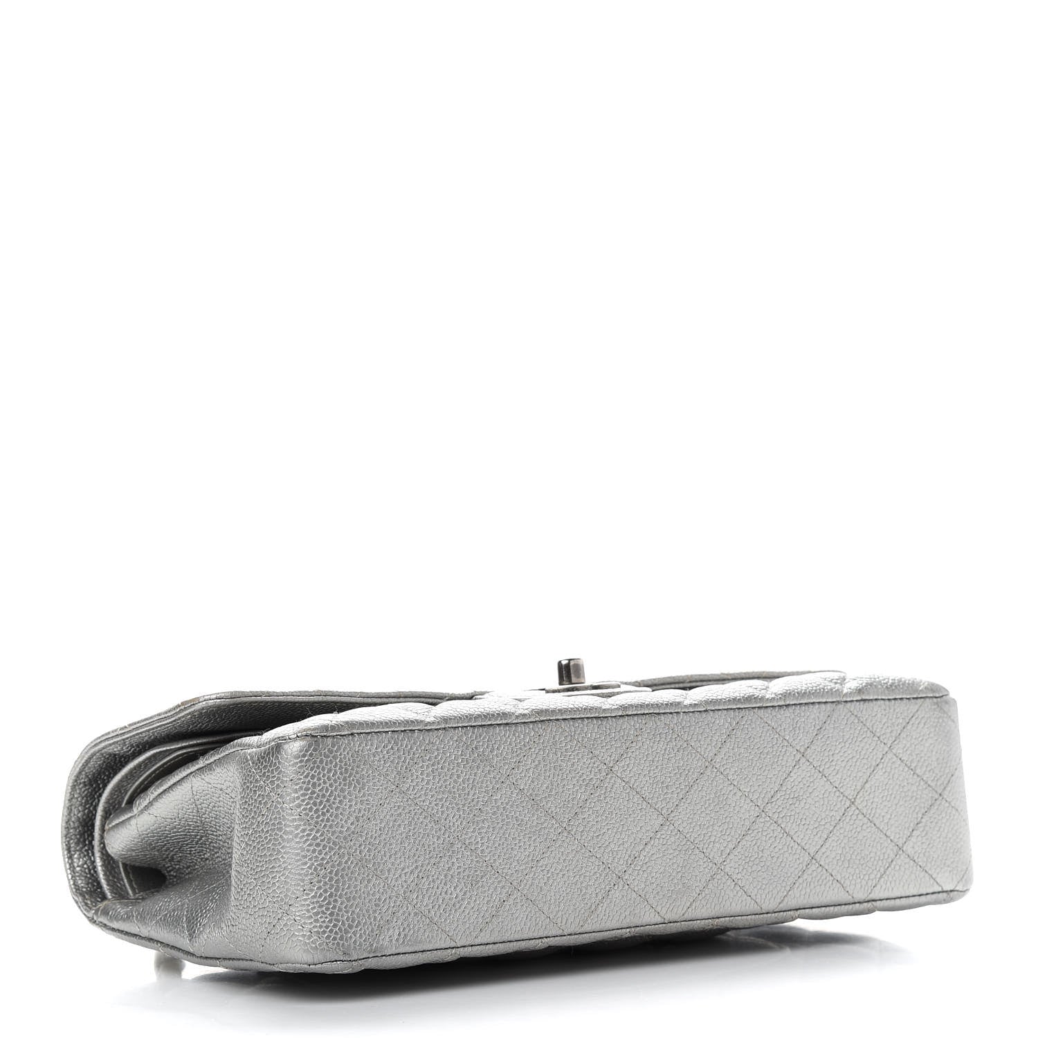 Chanel Metallic Caviar Quilted Medium Double Flap Silver 4 of 11