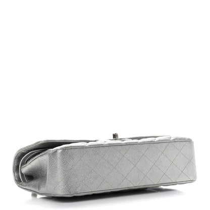 Chanel Metallic Caviar Quilted Medium Double Flap Silver 4 of 11
