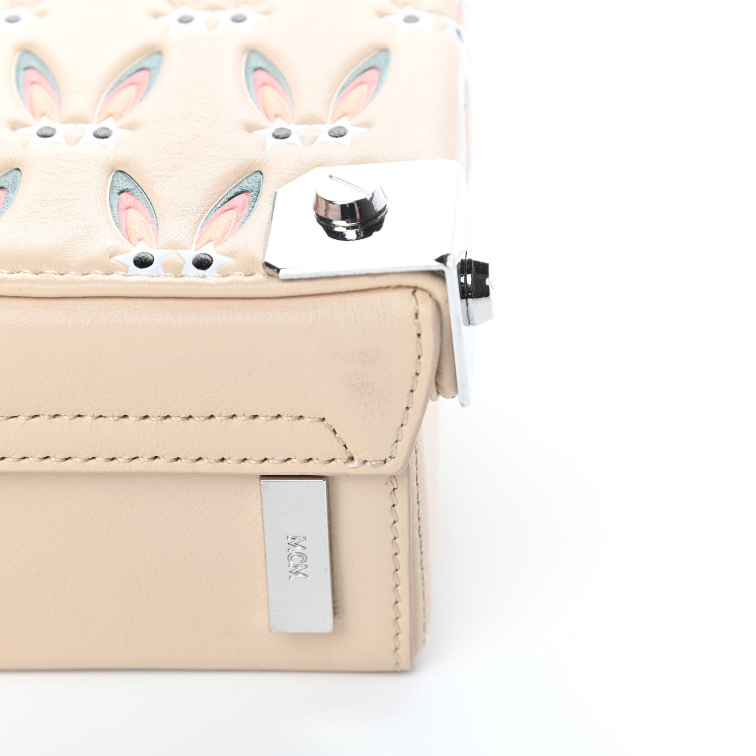 MCM Lambskin Star Eyed Bunny Small Berlin Crossbody Natural 11 of 12