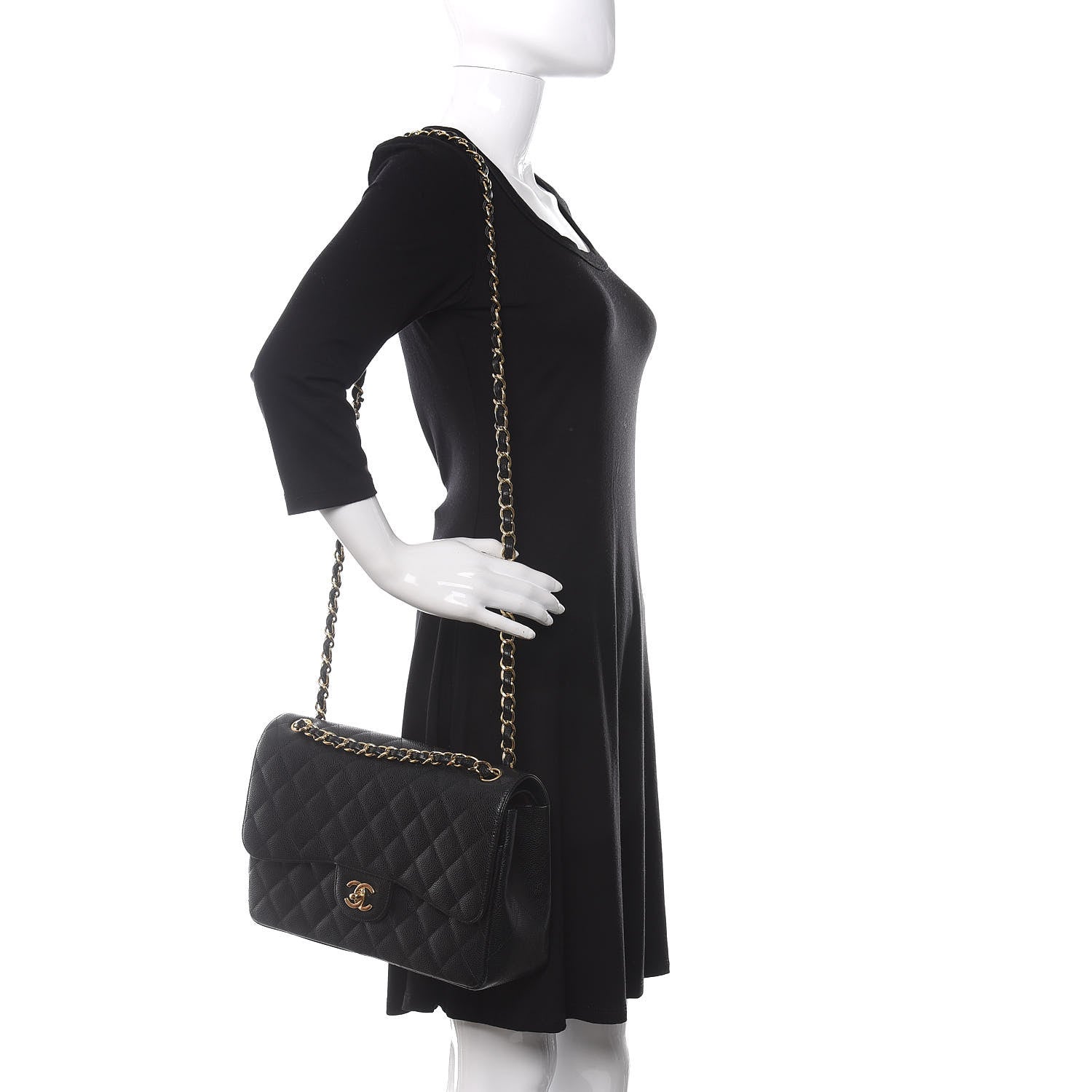 Chanel Caviar Quilted Jumbo Double Flap Black 2 of 10