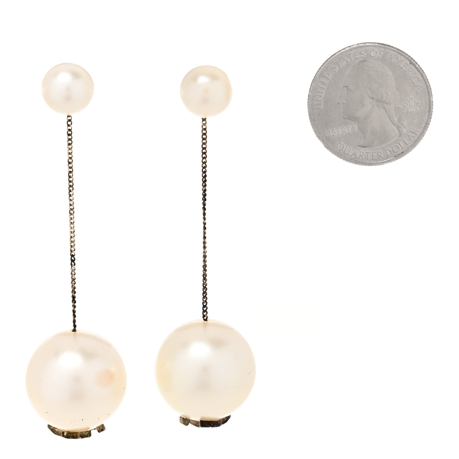 Chanel Pearl CC Chain Drop Earrings Gold 2 of 5