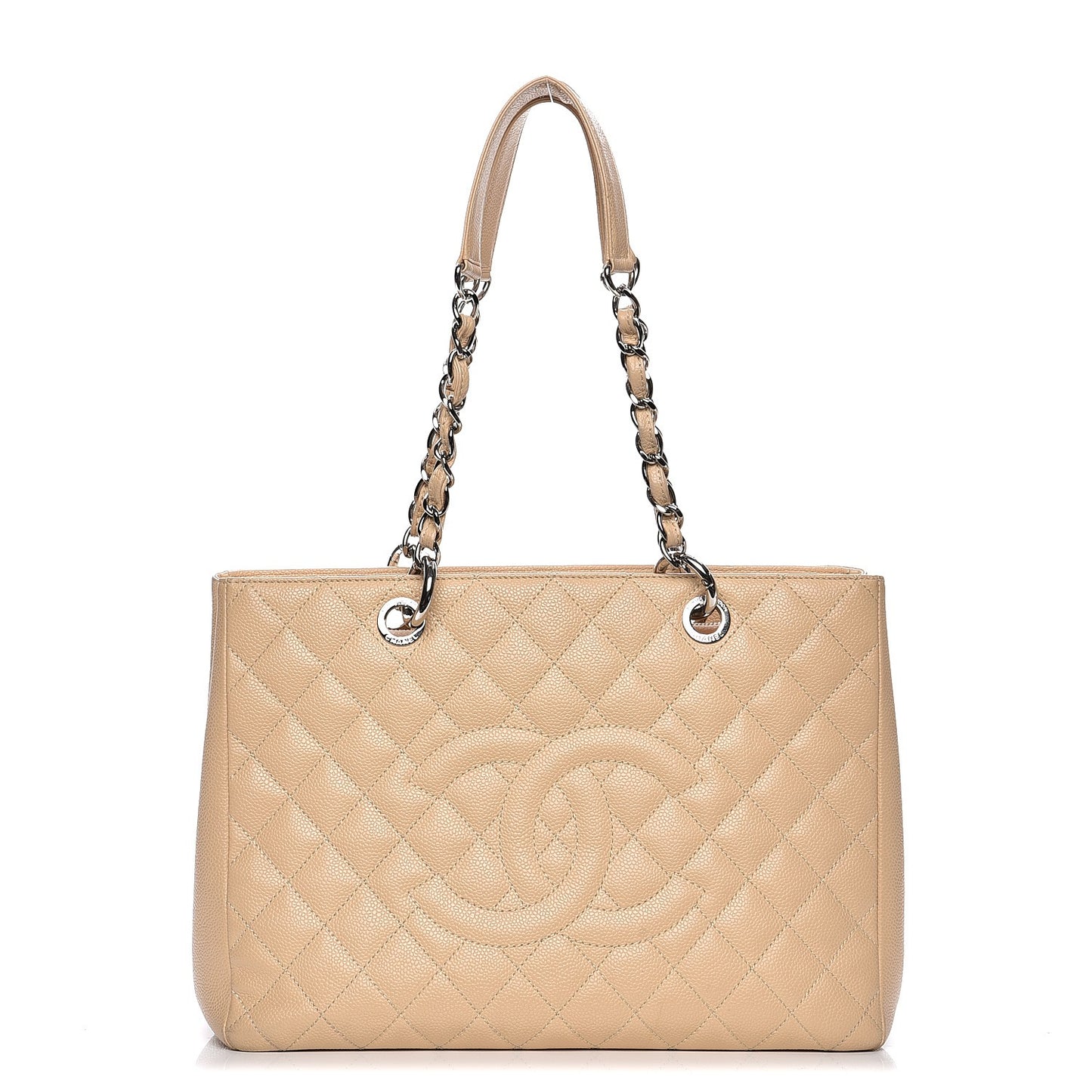 Caviar Quilted Grand Shopping Tote GST Beige Clair