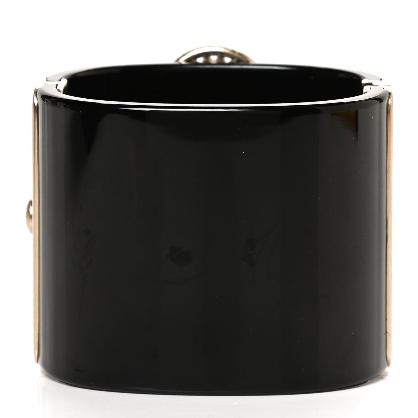 Resin Baguette Crystal Pearl CC Cuff Black