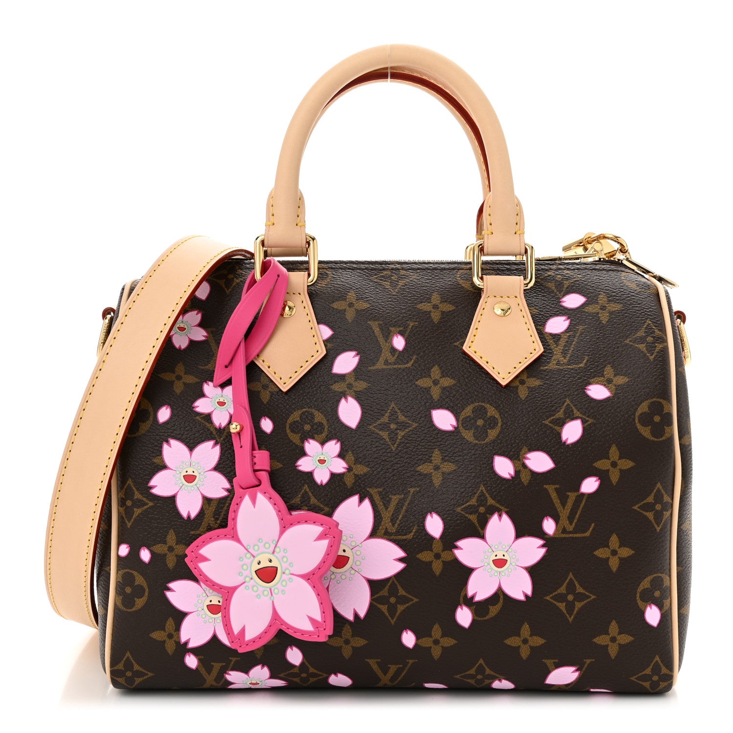 Louis Vuitton LV X TM Monogram Cherry Blossom Speedy Bandouliere 25 Sakura Brown 1 of 10