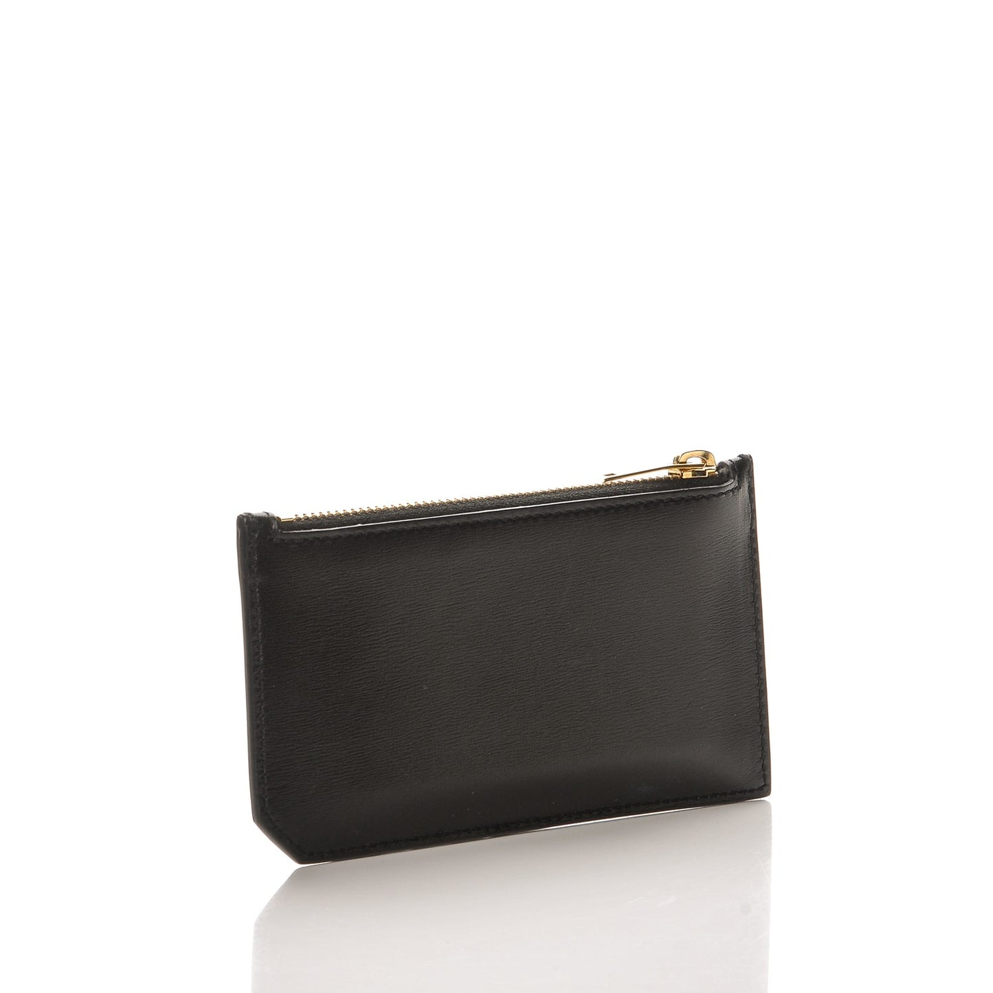 Calfskin 5 Fragments Zip Pouch Card Holder Black