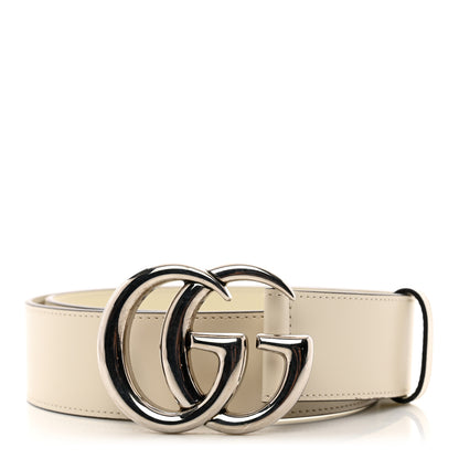 Gucci Plutone Calfskin Palladium Double G 40mm Belt 80 32 Mystic White 1 of 5