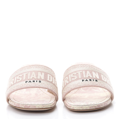 Christian Dior Cotton Toile De Jouy Embroidered Dway 50mm Slide Sandals 36.5 Light Pink 2 of 9