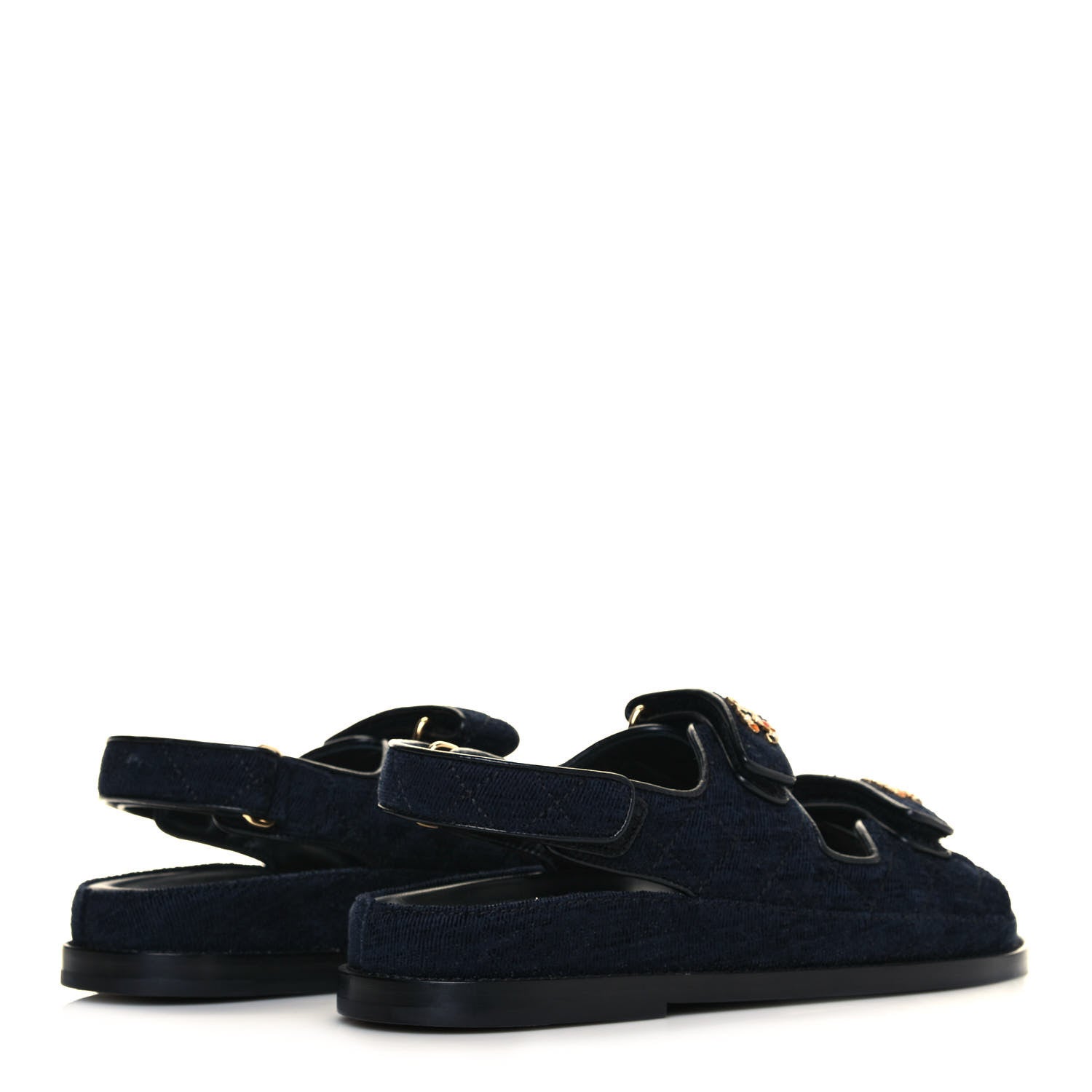 Chanel Denim Quilted Dad Sandals 37 Blue 4 of 10