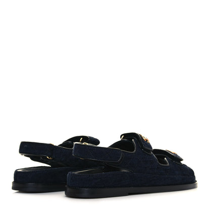 Chanel Denim Quilted Dad Sandals 37 Blue 4 of 10